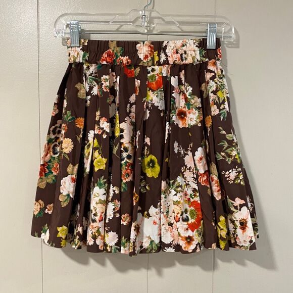 Princess Vera Wang Women’s Small Brown Floral Pleated Skirt - Picture 2 of 6